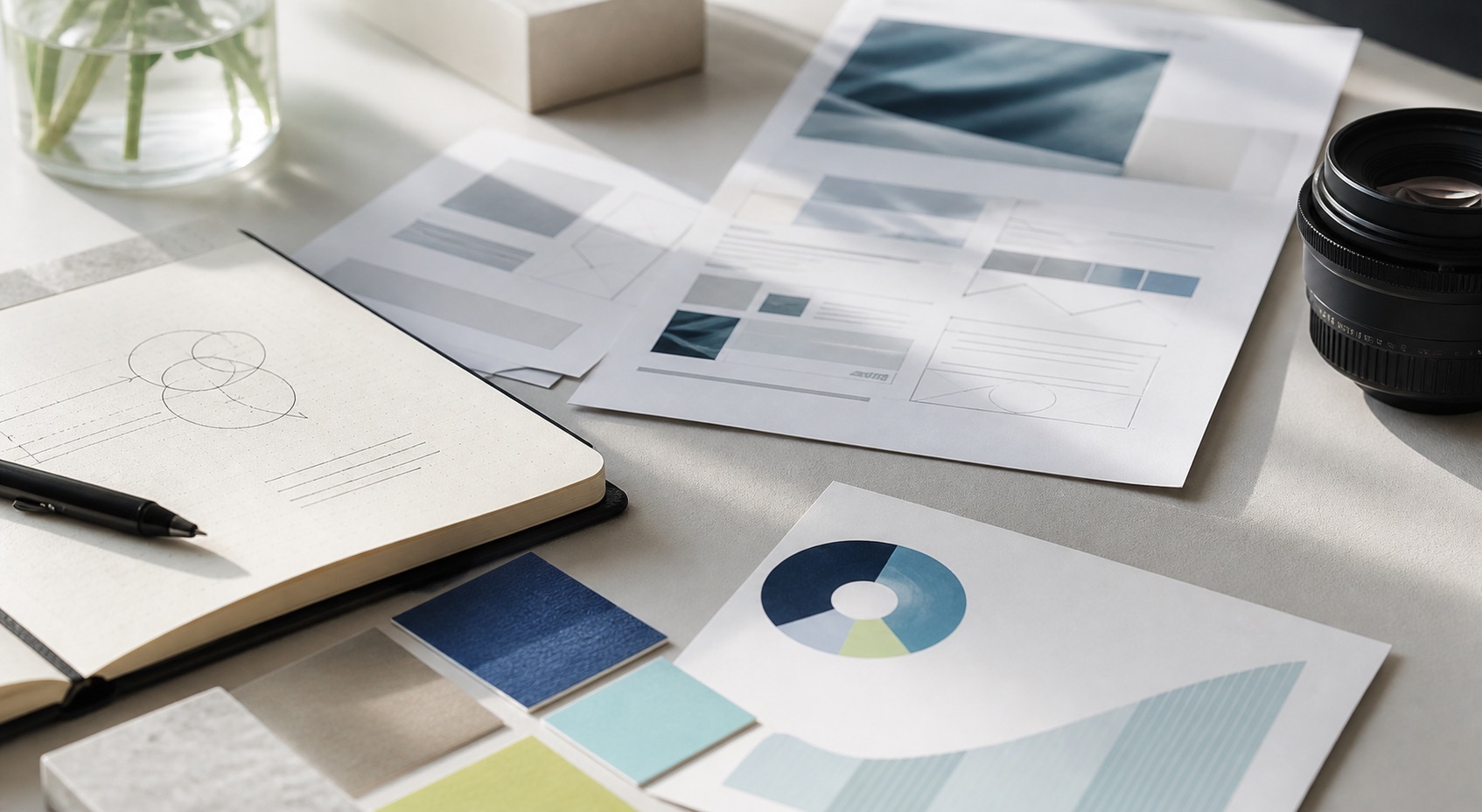 An editorial workspace bringing strategy, design and growth planning together